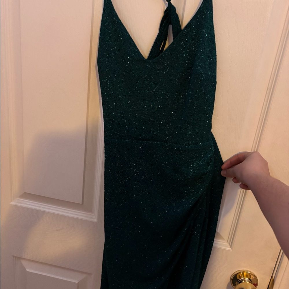 Crystal Doll Sparkling Teal Backless Dress